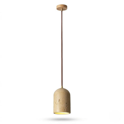 Vintage Travertine Cylinder Pendant Light 1