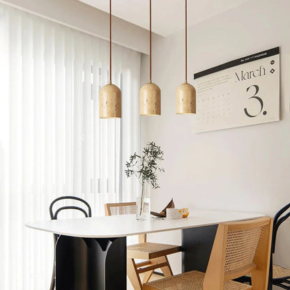 Vintage Travertine Cylinder Pendant Light 3