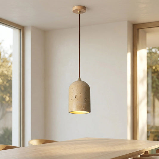 Vintage Travertine Cylinder Pendant Light 4