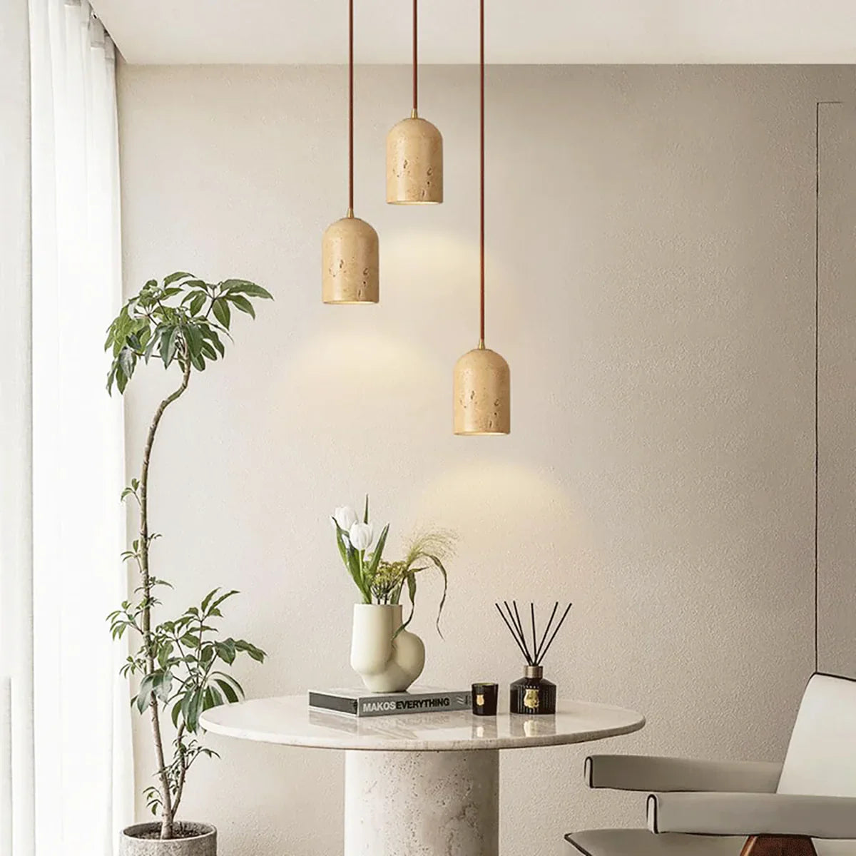 Vintage Travertine Cylinder Pendant Light 5