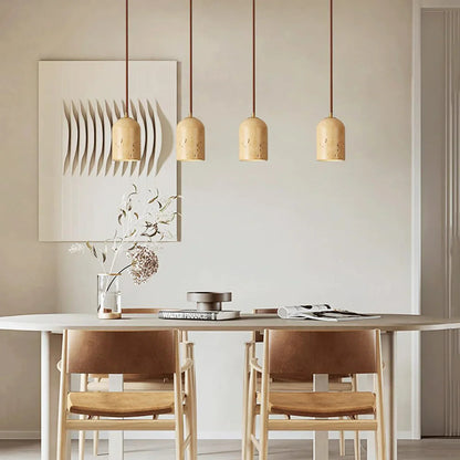 Vintage Travertine Cylinder Pendant Light 6