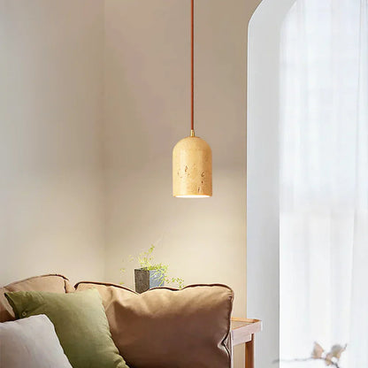 Vintage Travertine Cylinder Pendant Light 8