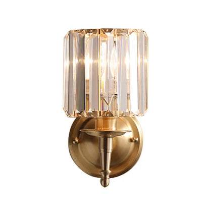 LuxRoyale Vintage Crystal Wall Sconce with Brass Backplate for Bedroom & Living Room