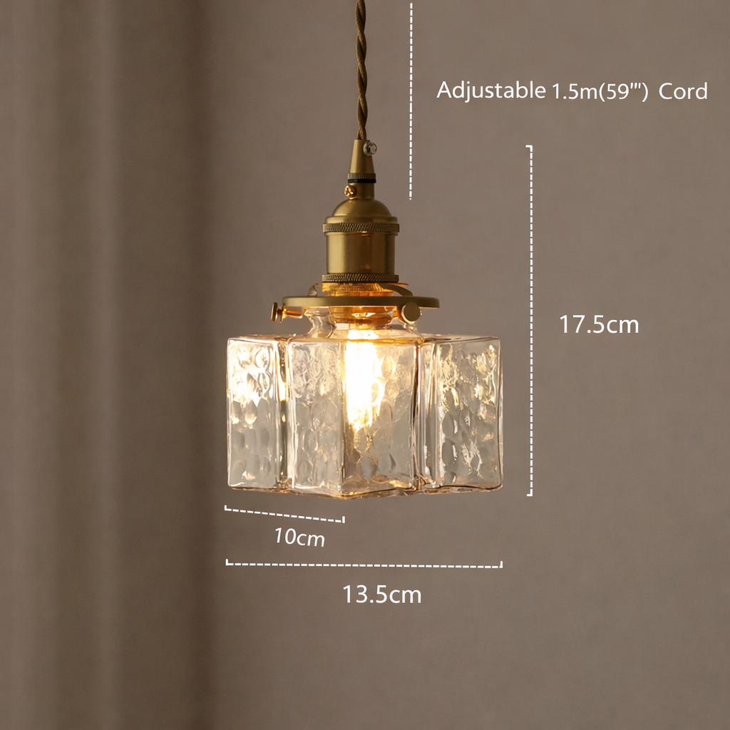 LuxRoyale Vintage Hand-Textured Glass Pendant Light With Antique Brass Hardware