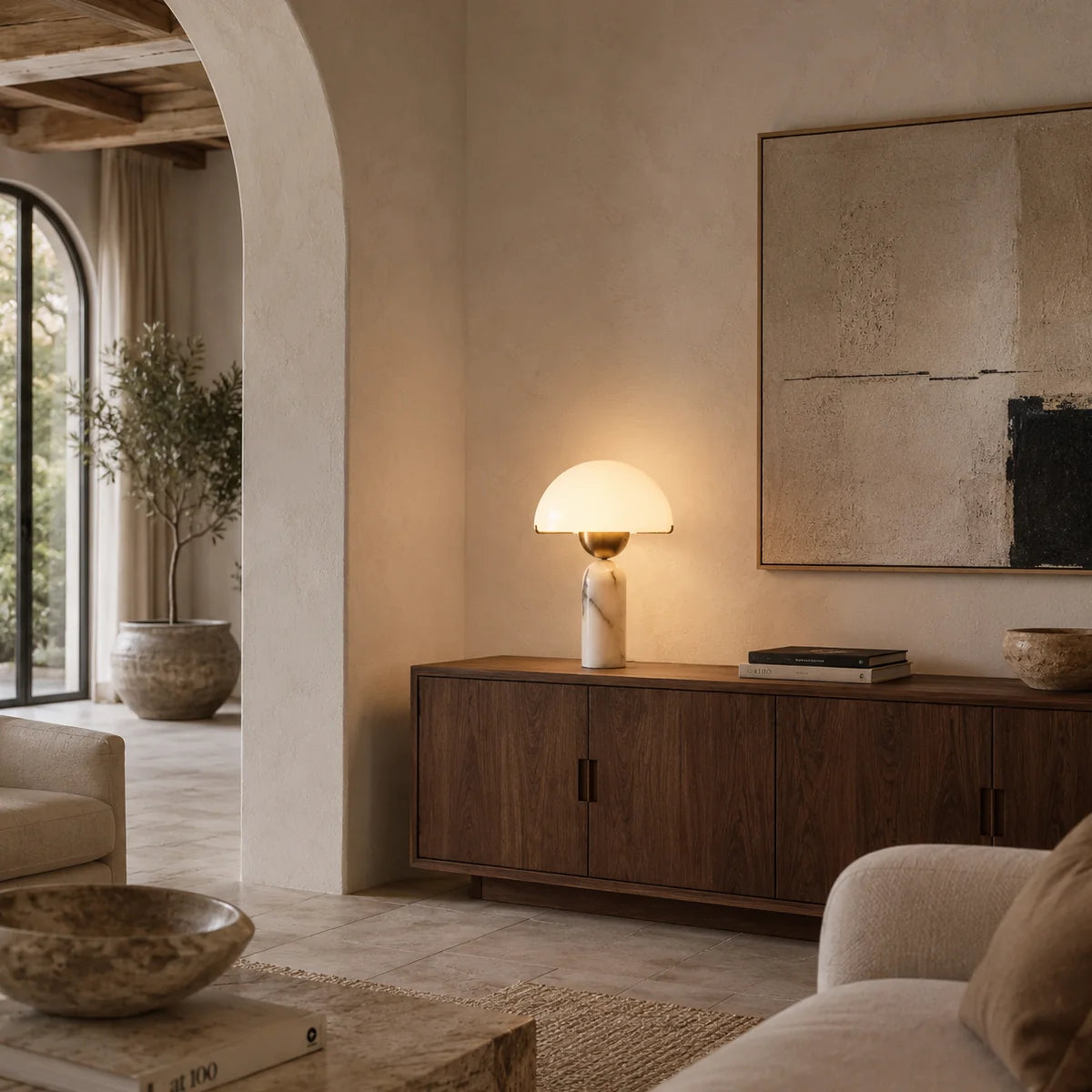 Vorelle Alabaster Mushroom Table Lamp 6