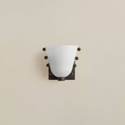LuxRoyale Gemma Glass Wall Sconce LED Light with Brass Backplate