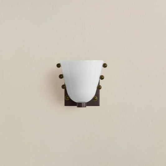 LuxRoyale Gemma Glass Wall Sconce LED Light with Brass Backplate