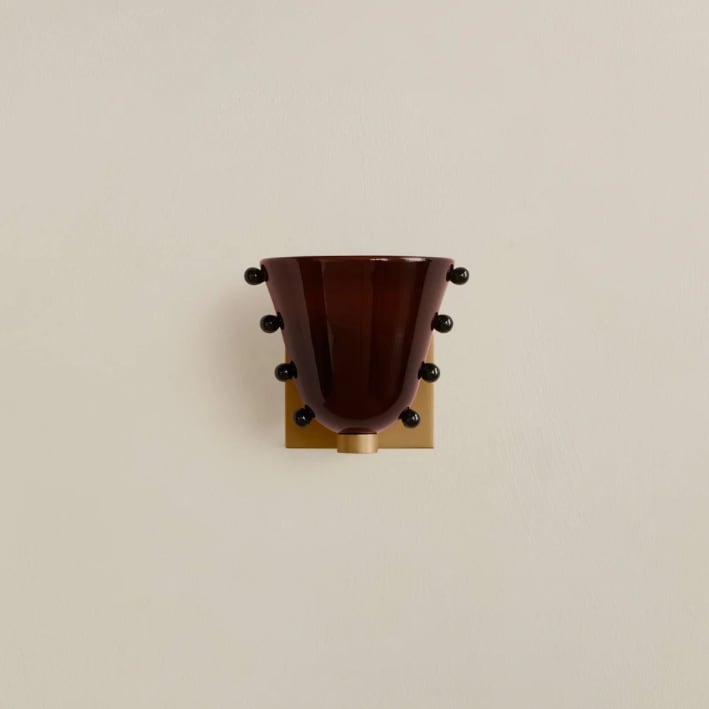 LuxRoyale Gemma Glass Wall Sconce LED Light with Brass Backplate