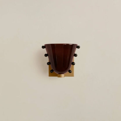 LuxRoyale Gemma Glass Wall Sconce LED Light with Brass Backplate