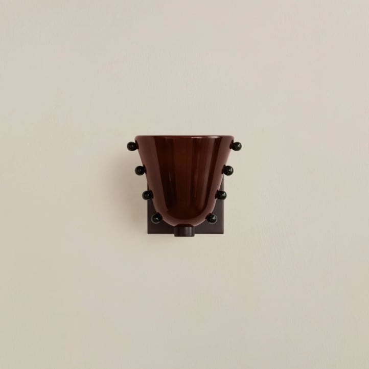 LuxRoyale Gemma Glass Wall Sconce LED Light with Brass Backplate