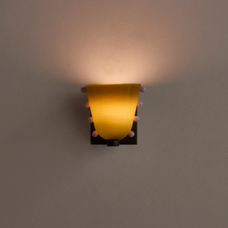 LuxRoyale Gemma Glass Wall Sconce LED Light with Brass Backplate
