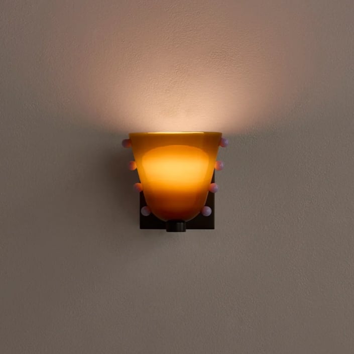 LuxRoyale Gemma Glass Wall Sconce LED Light with Brass Backplate