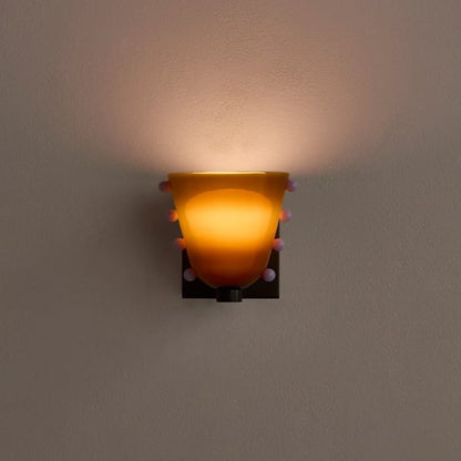 LuxRoyale Gemma Glass Wall Sconce LED Light with Brass Backplate