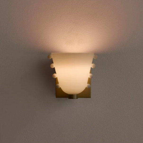 LuxRoyale Gemma Glass Wall Sconce LED Light with Brass Backplate