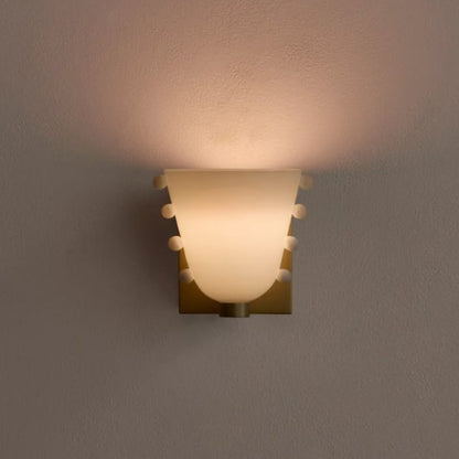 LuxRoyale Gemma Glass Wall Sconce LED Light with Brass Backplate
