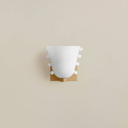 LuxRoyale Gemma Glass Wall Sconce LED Light with Brass Backplate