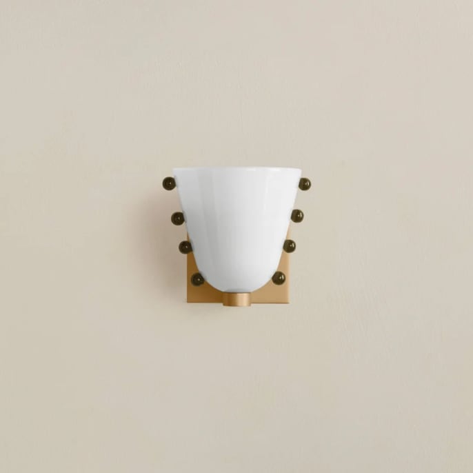 LuxRoyale Gemma Glass Wall Sconce LED Light with Brass Backplate