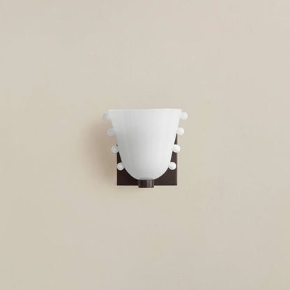 LuxRoyale Gemma Glass Wall Sconce LED Light with Brass Backplate
