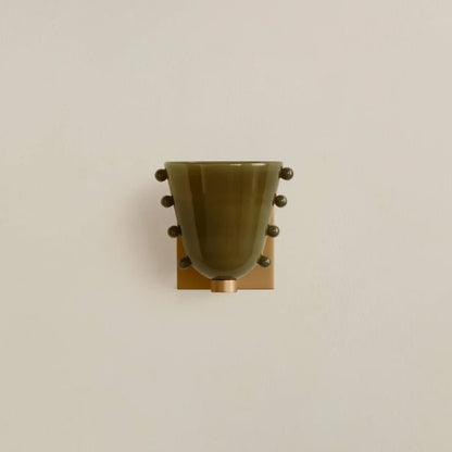 LuxRoyale Gemma Glass Wall Sconce LED Light with Brass Backplate