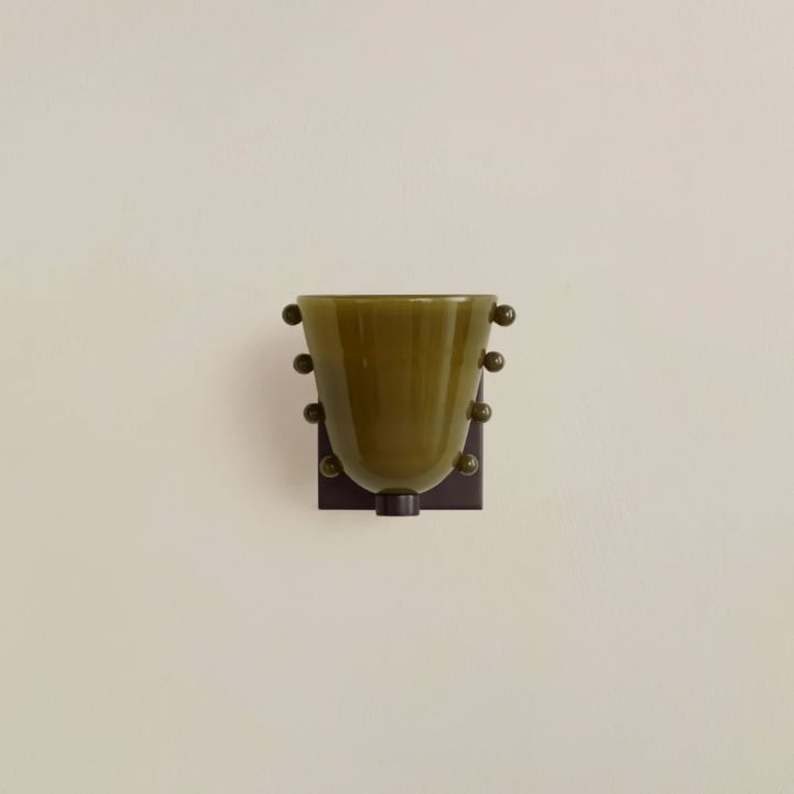 LuxRoyale Gemma Glass Wall Sconce LED Light with Brass Backplate