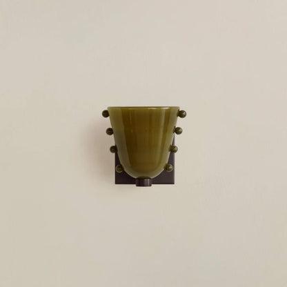LuxRoyale Gemma Glass Wall Sconce LED Light with Brass Backplate