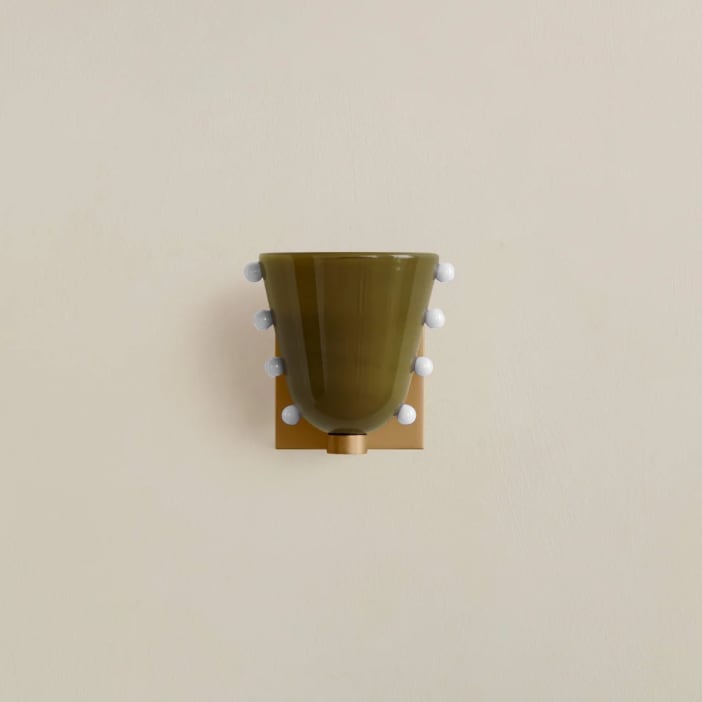 LuxRoyale Gemma Glass Wall Sconce LED Light with Brass Backplate