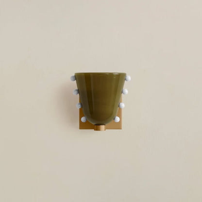 LuxRoyale Gemma Glass Wall Sconce LED Light with Brass Backplate