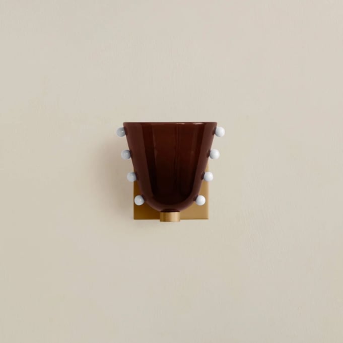 LuxRoyale Gemma Glass Wall Sconce LED Light with Brass Backplate