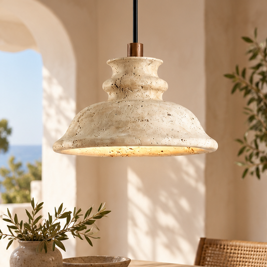 Wabi-Sabi Bell Travertine Pendant Light