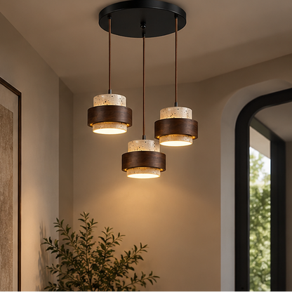 Callan Wabi-Sabi Travertine Stone Walnut Wood 