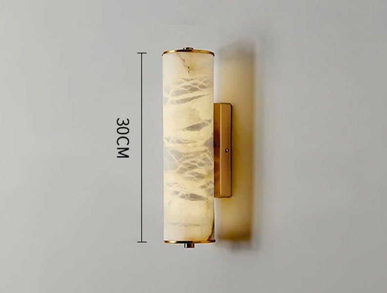 LuxRoyale Spanish Cylindrical Snowflake Marble Wall Lamp Hand Finished Copper Luxury Light
