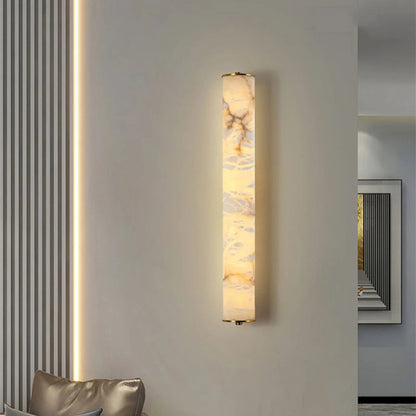 LuxRoyale Spanish Cylindrical Snowflake Marble Wall Lamp Hand Finished Copper Luxury Light