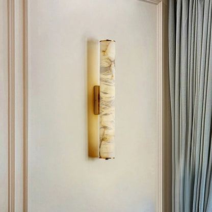 LuxRoyale Spanish Cylindrical Snowflake Marble Wall Lamp Hand Finished Copper Luxury Light