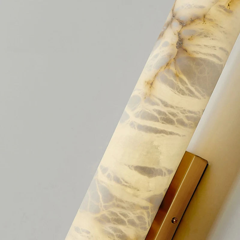 LuxRoyale Spanish Cylindrical Snowflake Marble Wall Lamp Hand Finished Copper Luxury Light