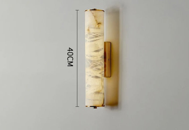 LuxRoyale Spanish Cylindrical Snowflake Marble Wall Lamp Hand Finished Copper Luxury Light