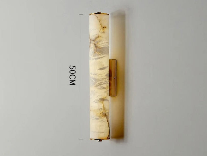 LuxRoyale Spanish Cylindrical Snowflake Marble Wall Lamp Hand Finished Copper Luxury Light
