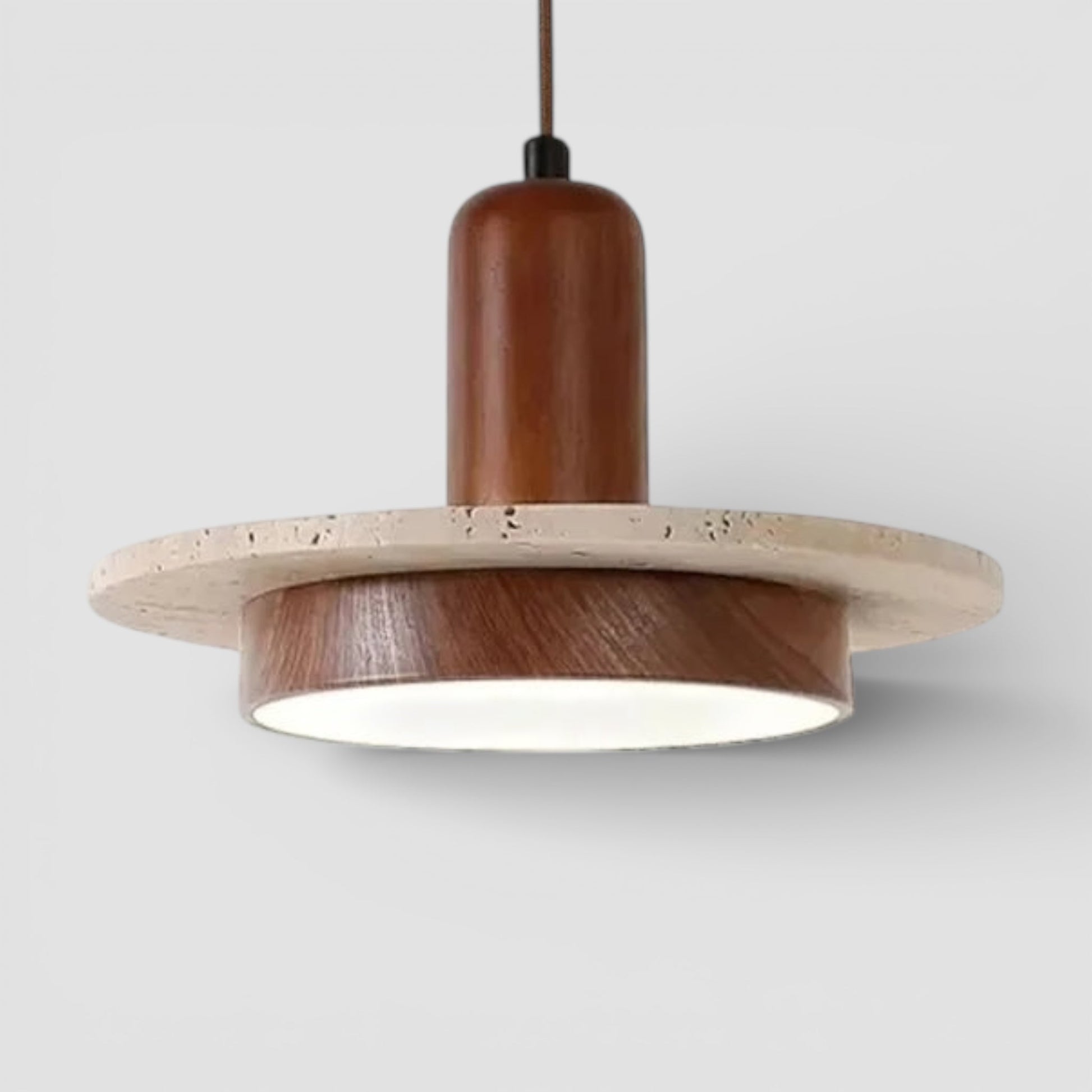 Wabi sabi natural stone pendant with wood accent 1
