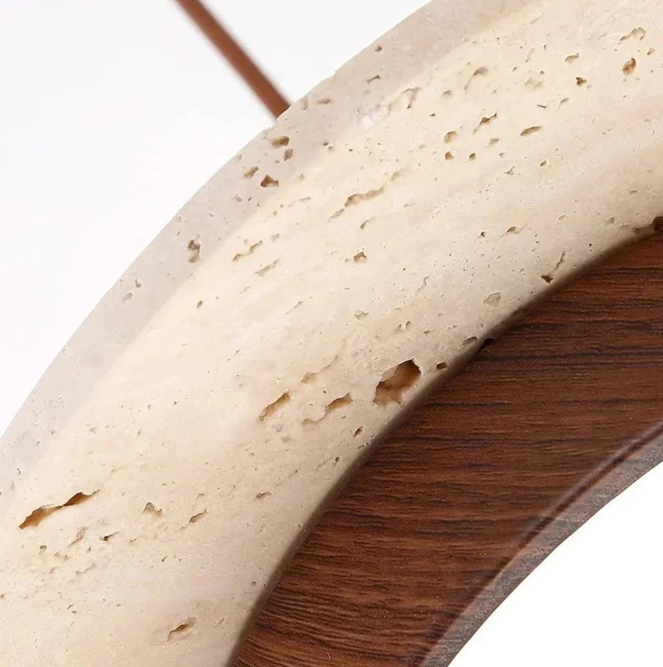 Wabi sabi natural stone pendant with wood accent 7