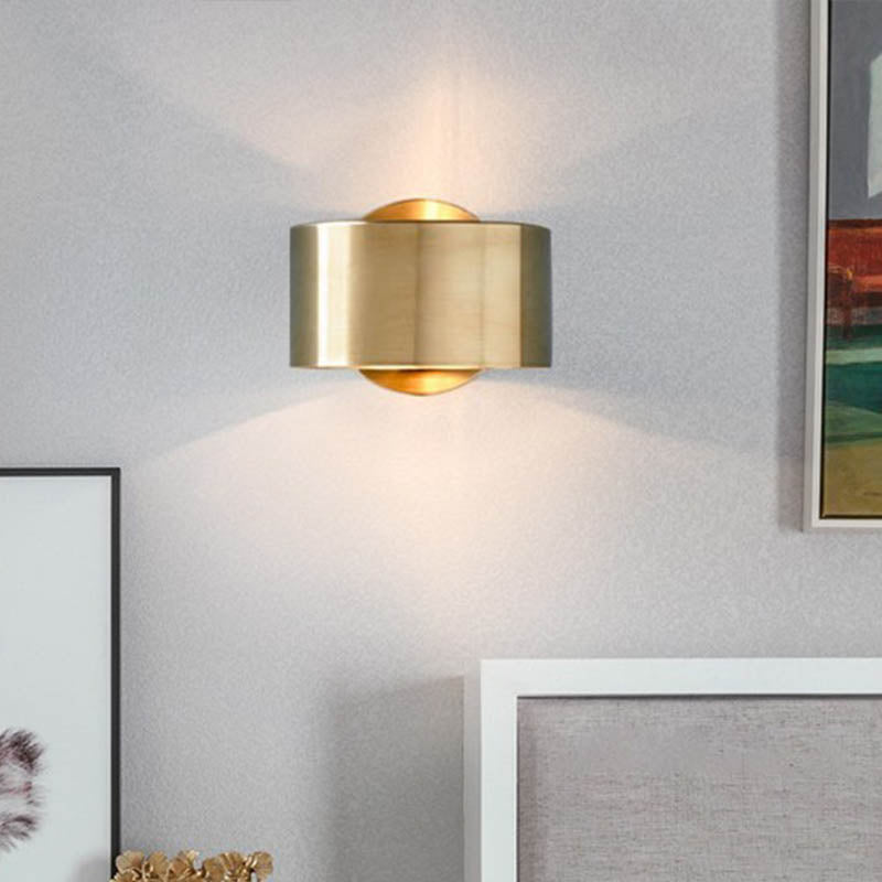 Wall-Mounted LED-Compatible Sconce, Metal Gold Finish, E26/E27 Bulb Base, Hardwired