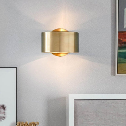 Wall-Mounted LED-Compatible Sconce, Metal Gold Finish, E26/E27 Bulb Base, Hardwired