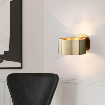 Wall-Mounted LED-Compatible Sconce, Metal Gold Finish, E26/E27 Bulb Base, Hardwired