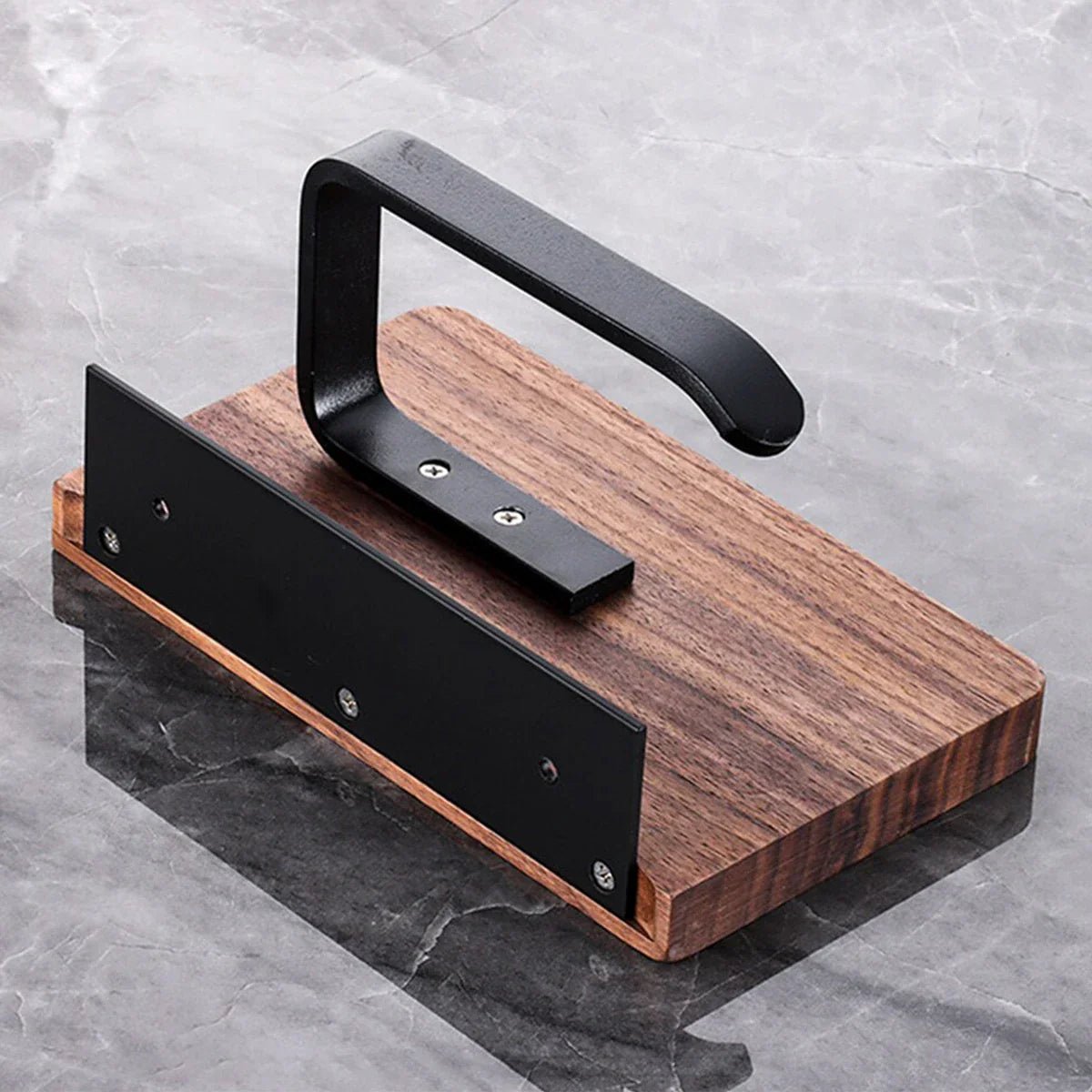 Wall-Mounted Walnut Toilet Paper Holder with Shelf 2