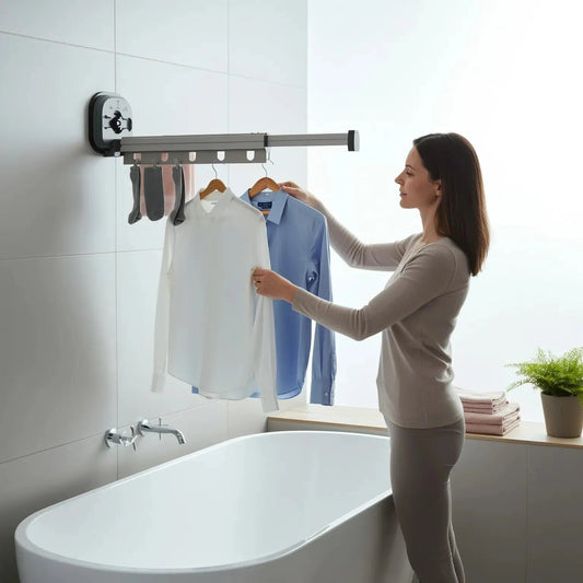 LuxRoyale Suction-Cup Clothes Dryer, Wall Mounted, Foldable, No Drill Laundry Hanger