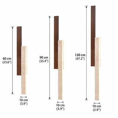 RoyaleGlow Modern Travertine and Wood Wall Sconce Light for Living Room, Stairway & Bedroom