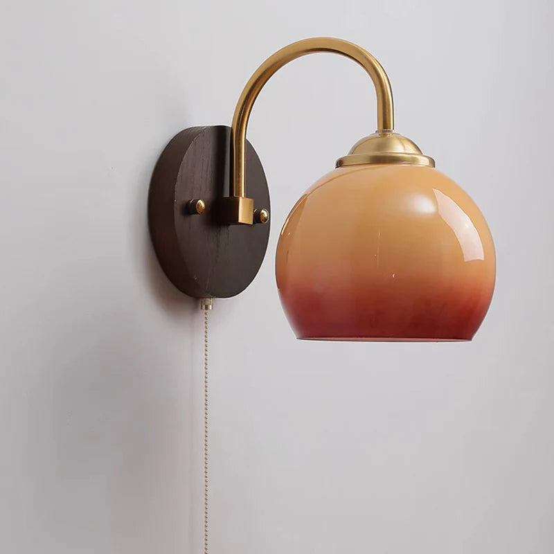 Wall Lamp Ash Wood 8.3 in x 7.1 in Caramel Beige Living Room Bedroom LED E26 Fixture | Thomler 1