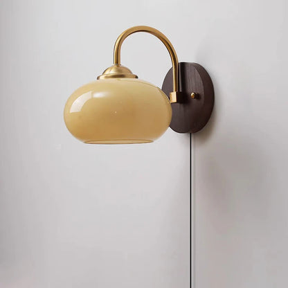 Wall Lamp Ash Wood 8.3 in x 7.1 in Caramel Beige Living Room Bedroom LED E26 Fixture | Thomler 11