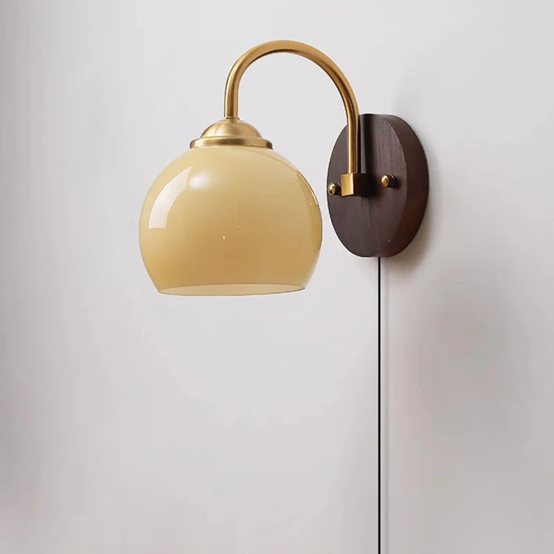 Wall Lamp Ash Wood 8.3 in x 7.1 in Caramel Beige Living Room Bedroom LED E26 Fixture | Thomler 13