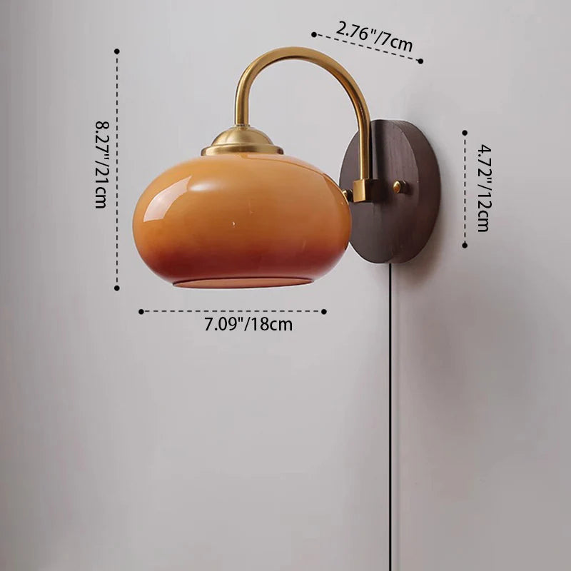 Wall Lamp Ash Wood 8.3 in x 7.1 in Caramel Beige Living Room Bedroom LED E26 Fixture | Thomler 3