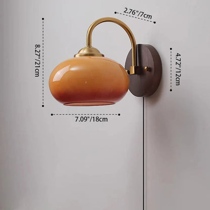 Wall Lamp Ash Wood 8.3 in x 7.1 in Caramel Beige Living Room Bedroom LED E26 Fixture | Thomler 3