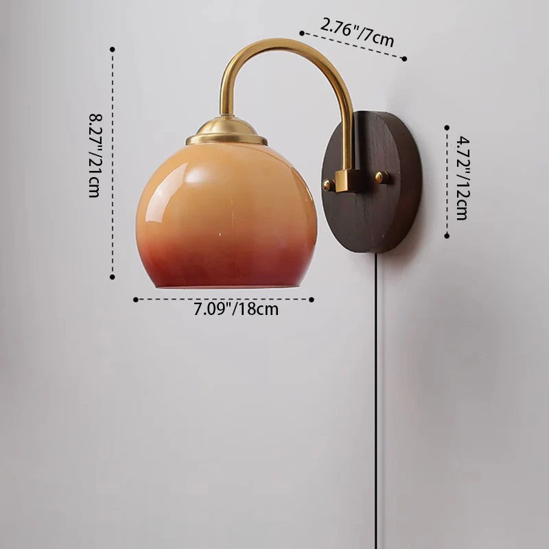 Wall Lamp Ash Wood 8.3 in x 7.1 in Caramel Beige Living Room Bedroom LED E26 Fixture | Thomler 4